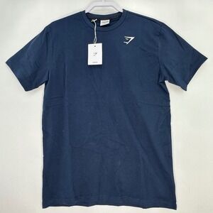 Gymshark Crest Short Sleeve T-Shirt Navy Small Reg Fit Cotton Embroidered Logo